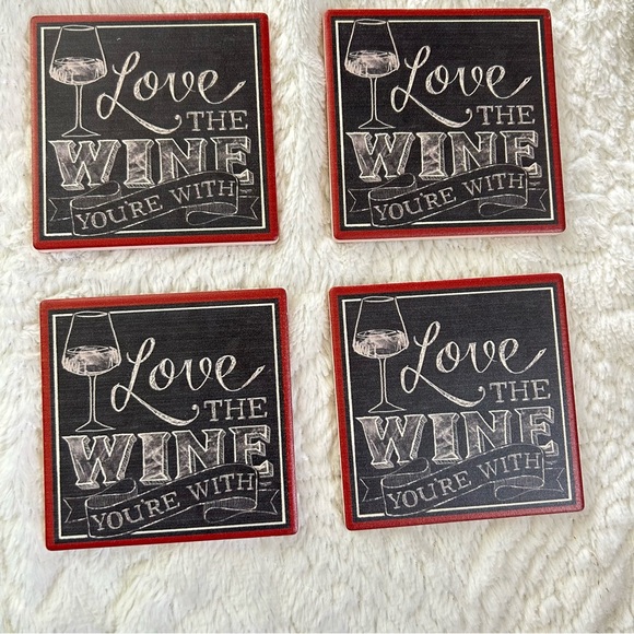 NEW Coasters - Set of Four “Love The Wine You’re With” - Picture 3 of 6